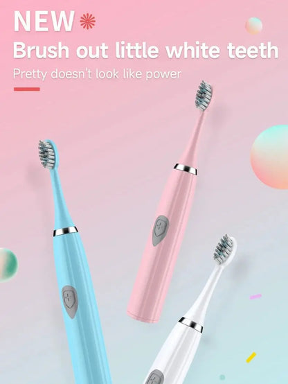 1pc White/Pink Electric Toothbrush Adult Model Soft Bristle Electric Toothbrush Battery Model Family Set Electric Toothbrush