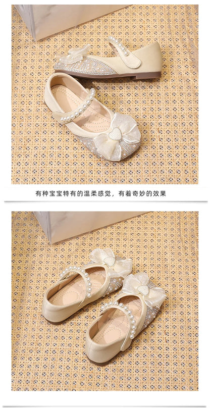 Girls’ Princess-Style Dress Shoes – Faux Leather Mary Janes with Sparkle Accents, Comfortable for Parties & Special Occasions