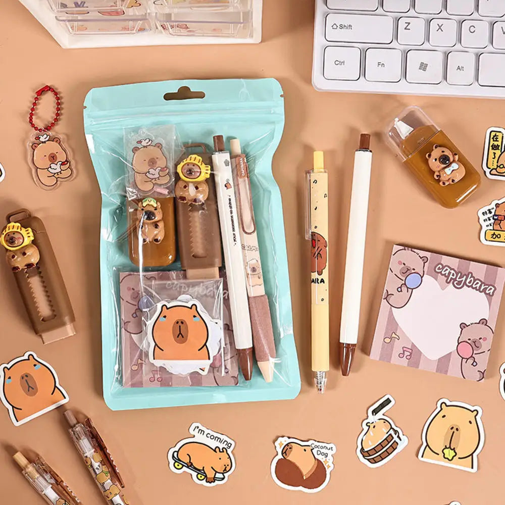 Cute Kapibala Stationery Set Birthday Present Children Student Back To School Gift Study  Supplies Kawaii Kids Prize Gift