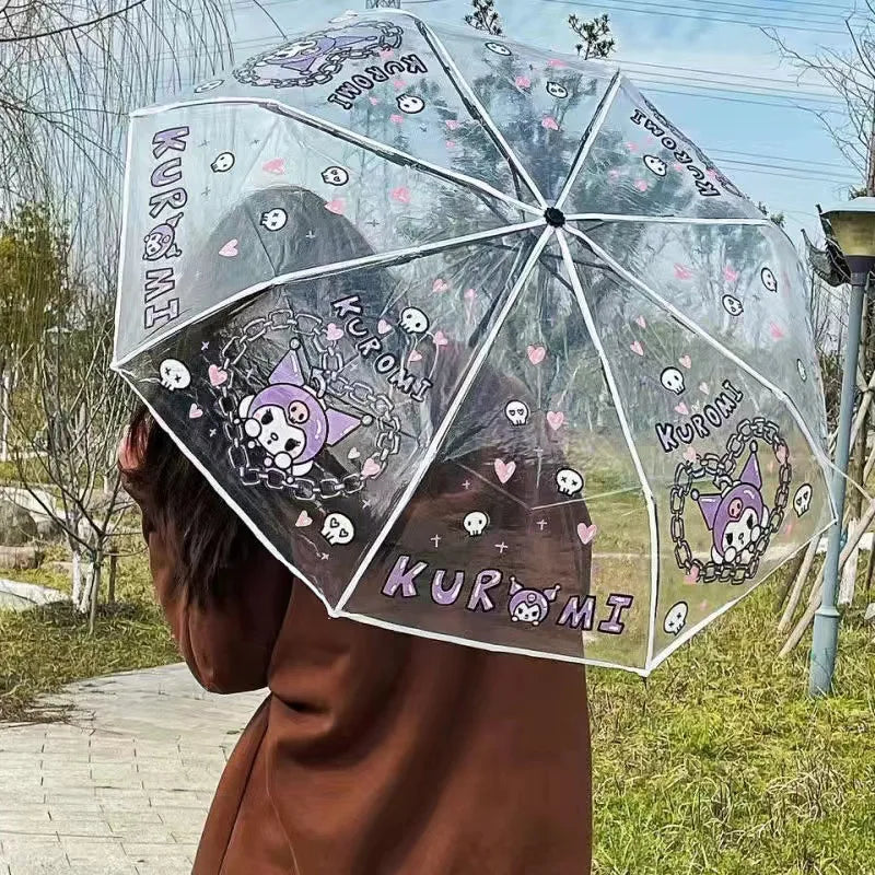 Sanrio Kuromi Folding Umbrella Cinnamoroll Printed Windproof Kawaii Mini Storage Girl Gift Rainy Outing Portable Lightweight Y2K