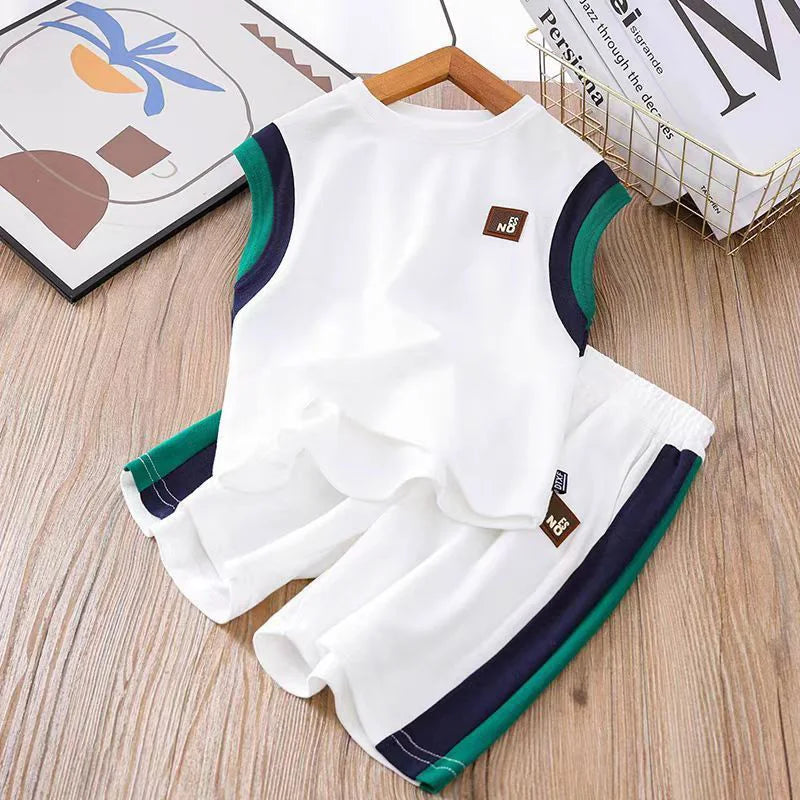 Toddler Kids Sleeveless Vest+Shorts 2PCS/Set Baby Boy Summer Casual Sport Outfit Fashion Children Clothing6-14Y