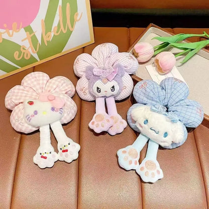 Sanrio Cute Cartoon Animal Flower Large Intestine Scrunchie My Melody Head Rope Kuromi Kawaii Head Tie Hair Rope Hair Ornament