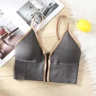 Korean striped crop tops slim fit spaghetti strap tanke top women built in bra off shoulder sleeveless versatile camisole ins