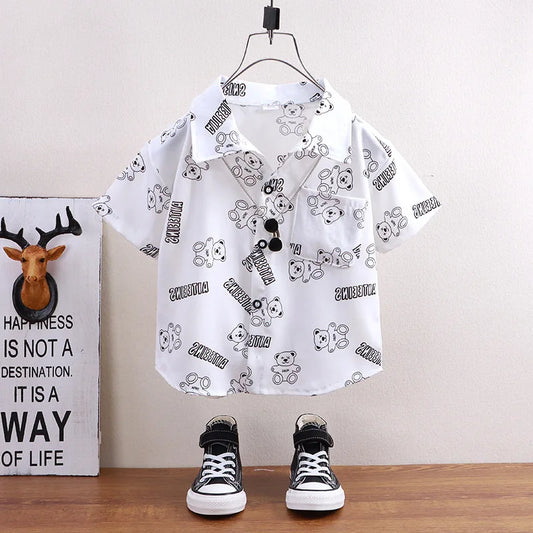 Children's shirts summer style short sleeved boys' tops baby coats children's clothing Hong Kong style casual trend wholesale