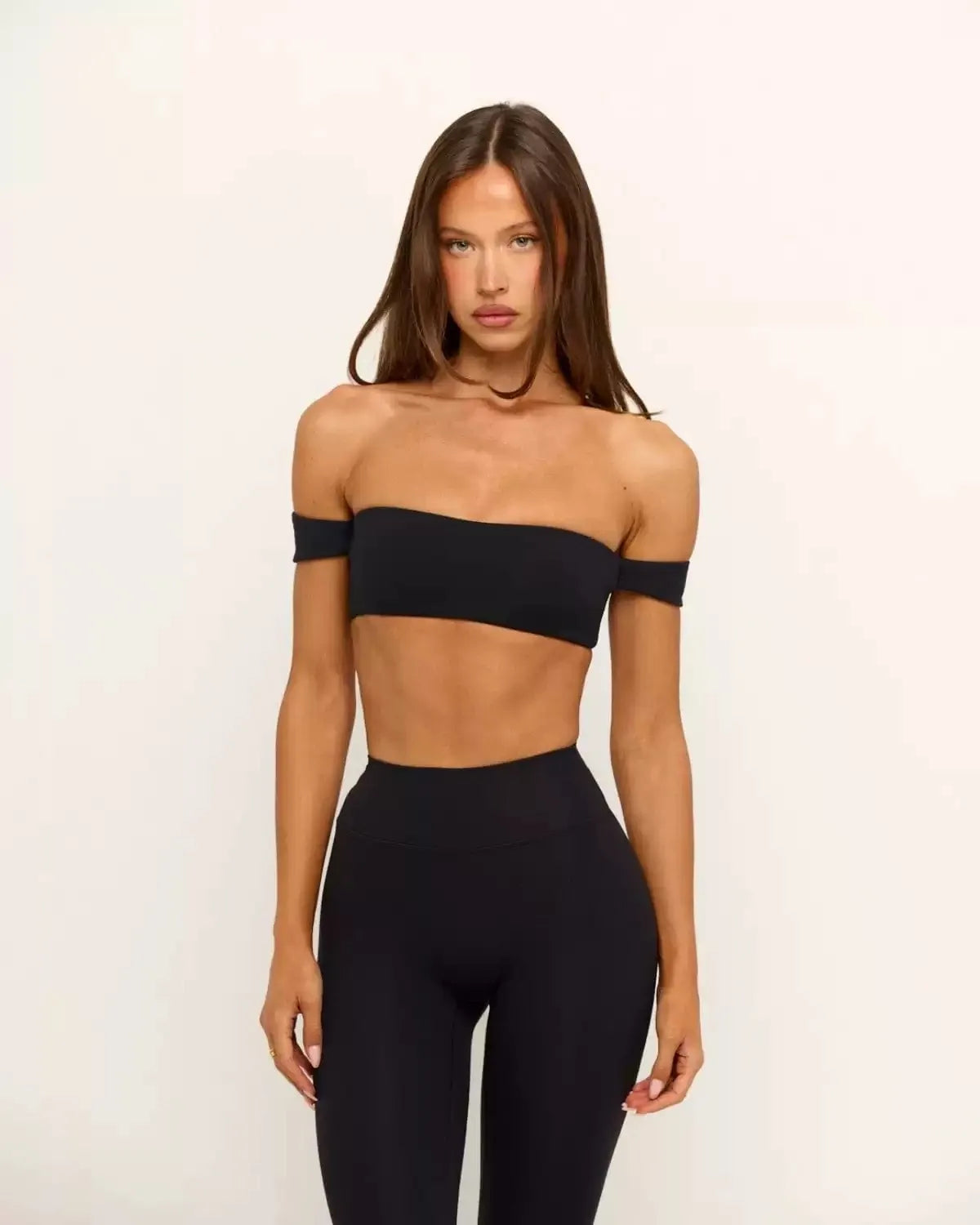 PMWRUN Women's Off - the - Shoulder Yoga Crop Top with High Waist Leggings Set, Stretchy and Breathable for Gym & Workout