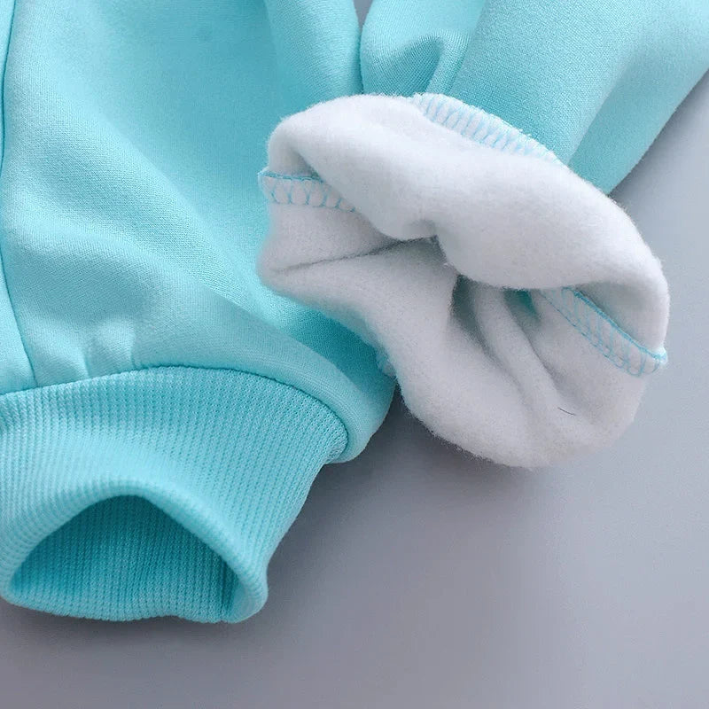 Baby Hooded Tracksuit Set with hooded vest, long sleeve T-shirt, and pants for baby boys and girls