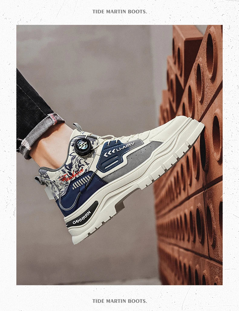 Men's Casual Outdoor Boots Fall Breathable Trendy Versatile Leisure Knob Board Shoes Anti-slip Riding Fashion Sneakers