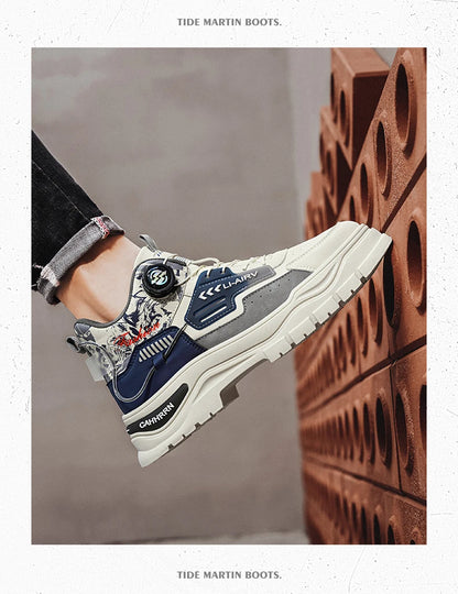 Men's Casual Outdoor Boots Fall Breathable Trendy Versatile Leisure Knob Board Shoes Anti-slip Riding Fashion Sneakers