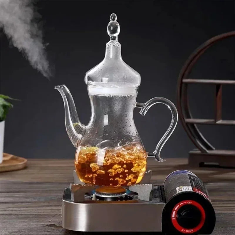 Large Capacity 1000ml High Borosilicate Arabic Glass Teapot with Filter Heat Resistant Cold Kettle Flower Tea Pot Teaware