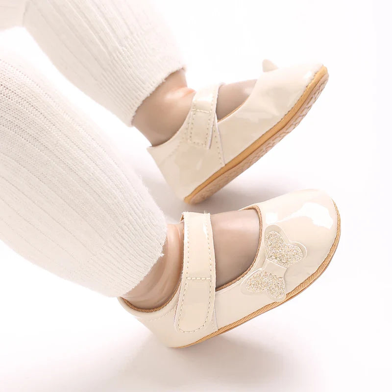 Spring and Autumn Bow Mary Jane Princess Shoes  Baby Girl Rubber Bottom Anti slip Sneaker