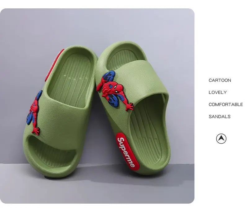 Anime peripheralsMarvel cartoon Spider-Man children's home anti-slip sandals New flip-flop boys soft-soled beach sandals EVA (Available)