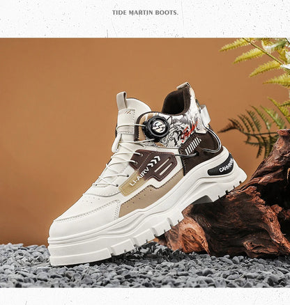 Men's Casual Outdoor Boots Fall Breathable Trendy Versatile Leisure Knob Board Shoes Anti-slip Riding Fashion Sneakers