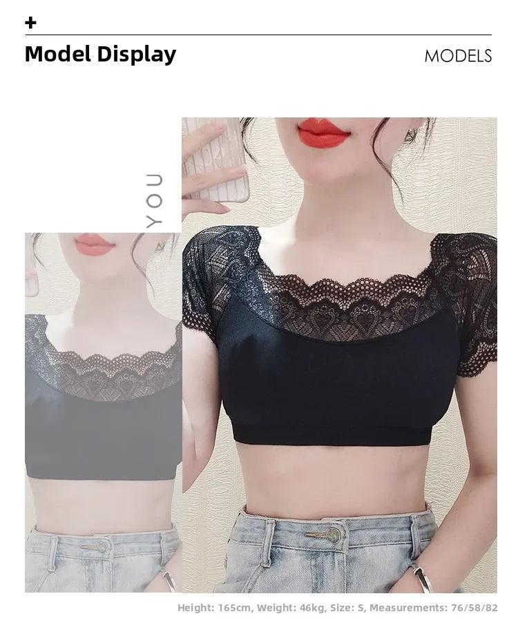 Lace Splice ort Sve Base irt Women's Summer Top Beautiful Ba Design Daily Wear Versatile Universal Fit Boting Tee