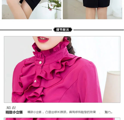 Women Blouse Lace Stand Collar Shirt Women Long Sleeve Autumn  Winter Top Shirt Blusas Ropa De Mujer