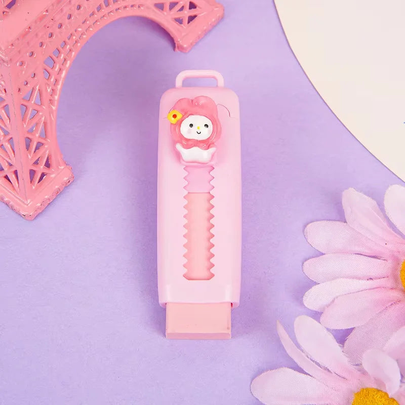 Cute Cartoon Push-pull Pencil Eraser Creative Retractable Pupil Writing Error Correction Erasers Students Stationery Supplies