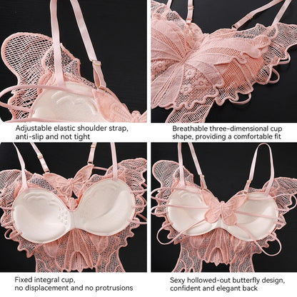 Sexy Butterfly Lace Bras For Women Backless All-in-one Bralette Woman Underwear Female Lingerie Flower Hollow-out Bra Brassiere