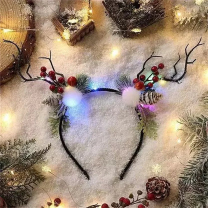Christmas LED Light Antler Headband Cute  Christmas Party Atmosphere Decoration