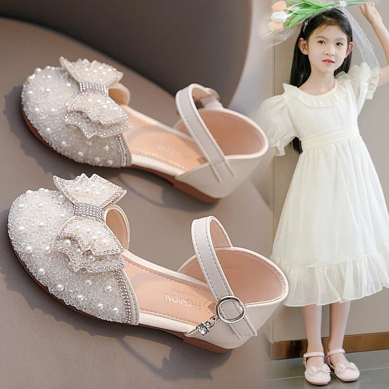 Girls Summer Sandals Soft Bottom Anti-Slip Butterfly Knot Princess Shoes Children's Footwear Comfortable Lightweight Slippers
