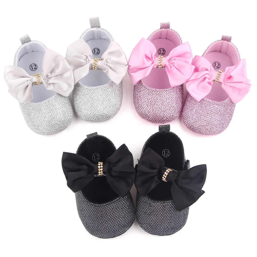 Spring Autumn Beautiful Baby Girl Princess Shoes Soft Soled Butterfly Bowknot Fashion Design Solid Newborn Prewalker Shoes