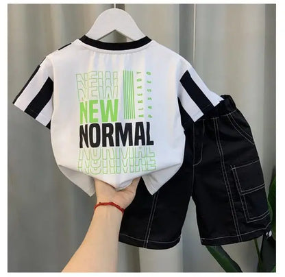 Summer Boy Clothing Suit New Children's Clothes Set Boys Short Sleeve T-Shirt Shorts 2 Piece Set Kids Sportswear Suit 2 4 6 8Y [Avaiilable]