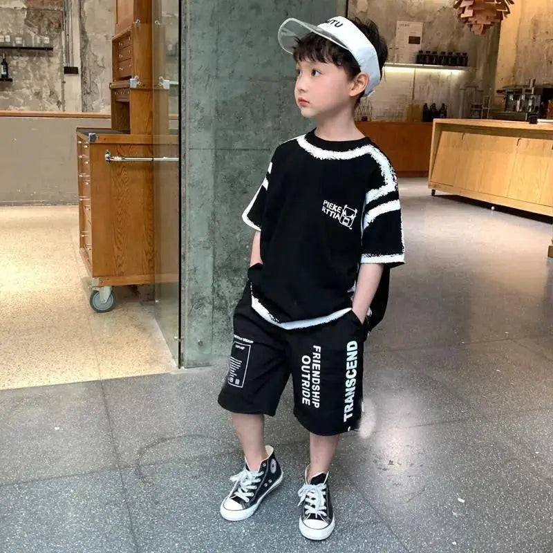 Boys Summer 2 Piece Clothing Set – T-Shirt & Shorts (Available)
