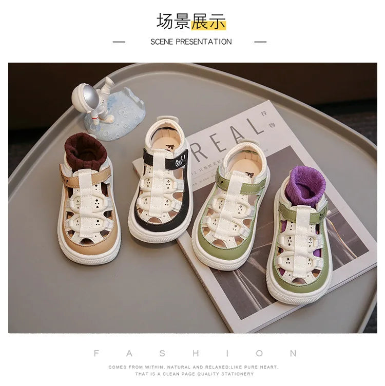 Summer New Children's Sandals Soft Bottom Non slip Boy Sandals Fashion Girls' Beach Shoes Punch Out Girls' Shoes Boy Casual Shoe