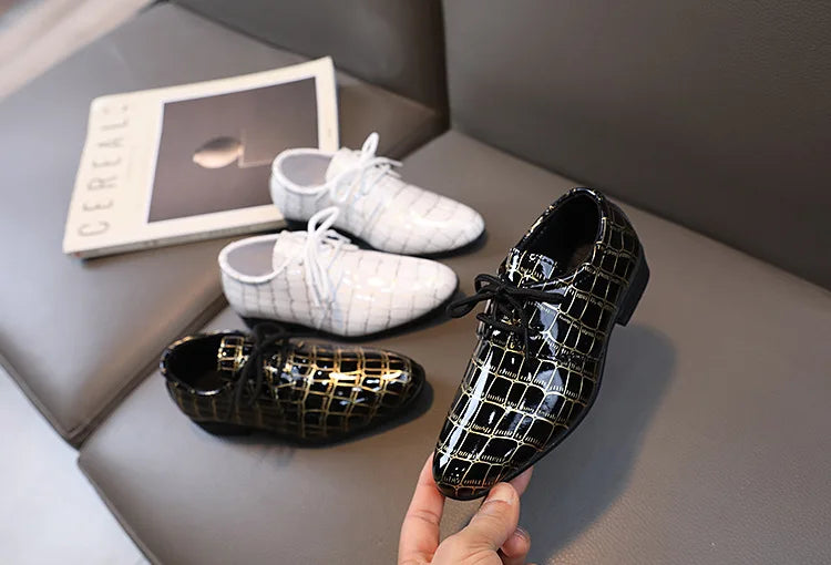 Boys Leather Shoes Kids Flats Causal Children's Wedding Shoes for Toddlers Black Fashion Student Non-slip for School Performance