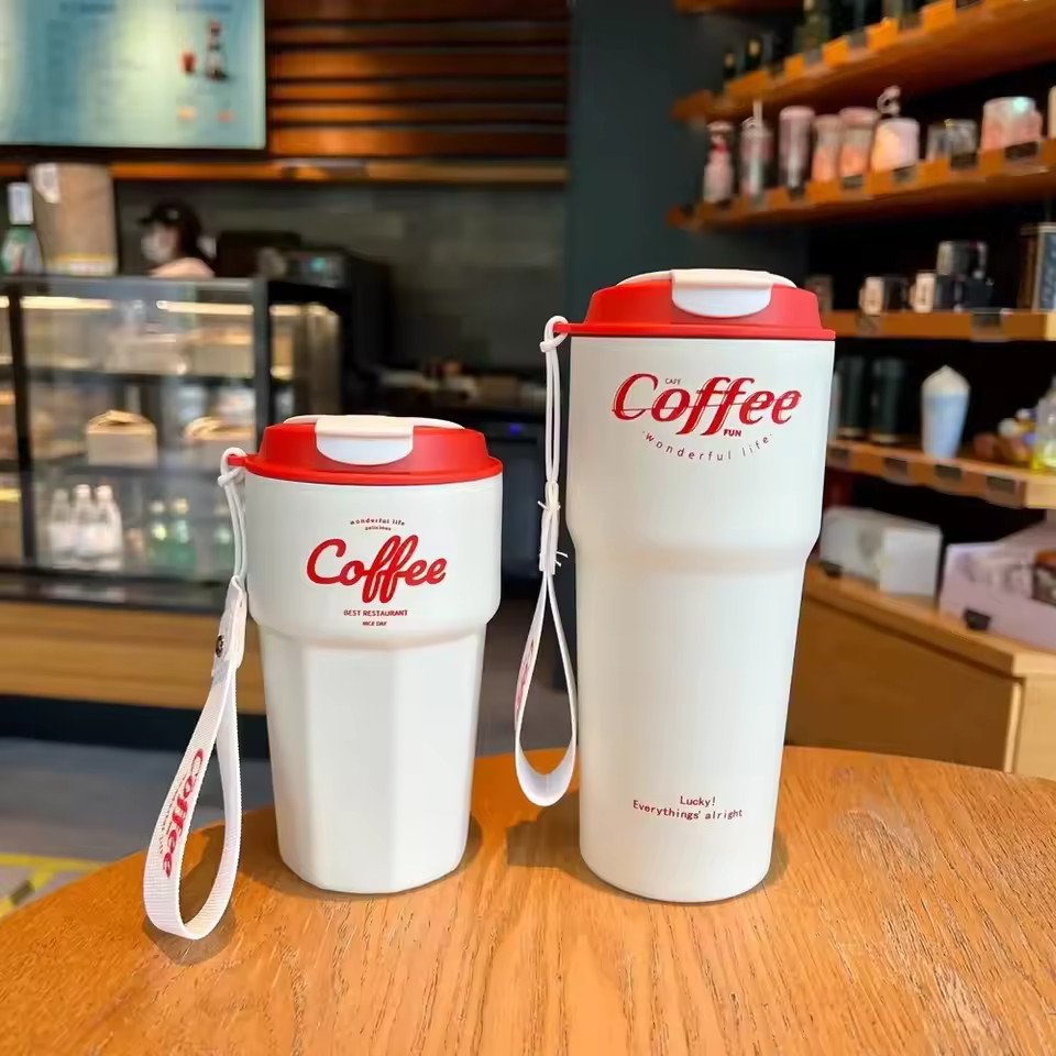 Stainless Steel Vacuum Coffee Mug with leak-proof lid, double-wall insulation, available in 420ml and 620ml for travel, office, and daily use