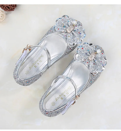 Children's Shoes  Princess Shoes Girl's Fashion Sandals Crystal Princess Shoes Blue Pink Silver