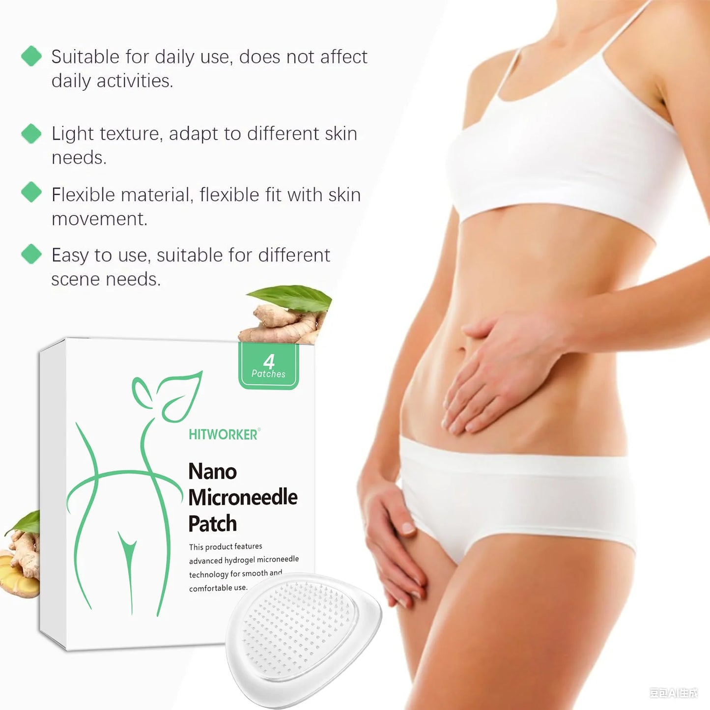 4pcs Nano Microneedle Patches for Effective Skin Tightening And Body Shape Management High Absorption Skin Care