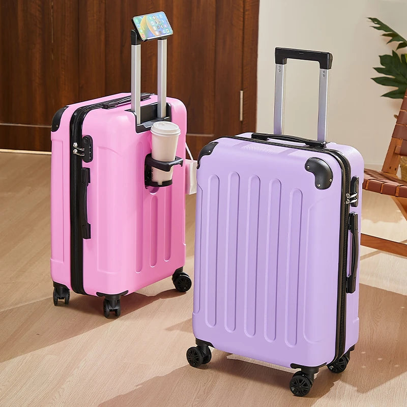 20-28 Inch Luggage Suitcase with Wheels Travel Bag Featuring Cup Holder And Phone Stand - Essential Travel Companion for Safety