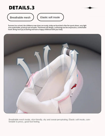 Spring Autumn Baby Girls Hello Kitty Led Light Shoes Children's Sneakers Toddler Anti-slip Walking Shoes Girls Outdoor Shoes