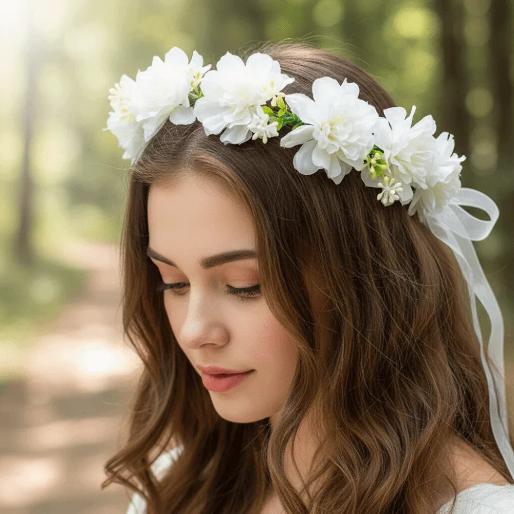 Bohemia Style Bride Garland Simulation Flower Hair Ornaments Simulation Wreath Thai Adjustable Seaside Vacation Headdress Party