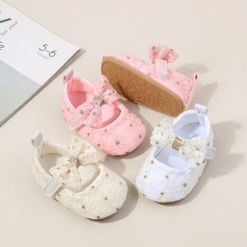 Baby Girl Shoes Cute Sweet Mary Janes Flats Infant First Walkers Spring Autumn Toddler Little Girls Wedding Party Princess Shoes