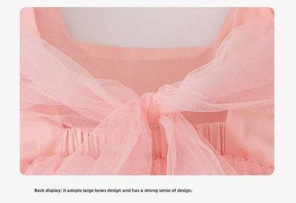 1-8Years New Little Girls Party Dress for Princess Dress Solid Child Clothes Flower Girl Birthday Princess Dress for Kids