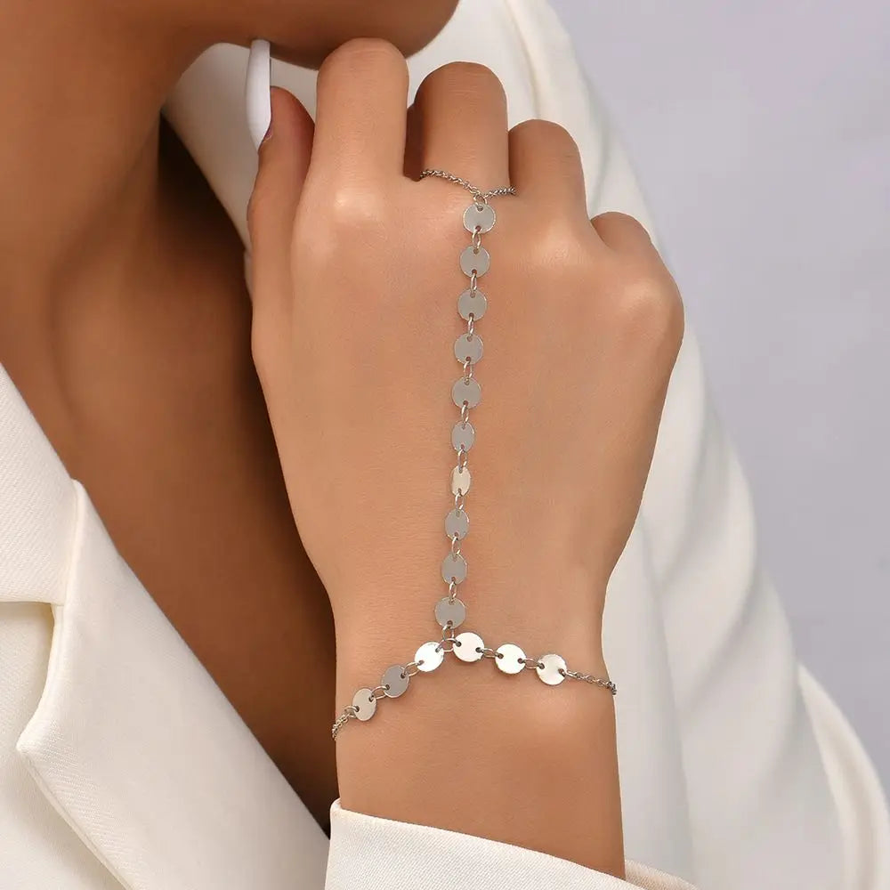 Jewelry for Women Girls Hand Accessories Layered Wrist Chain Finger Ring Bracelet Linked Finger Hand Harness Bangle Slave Chain