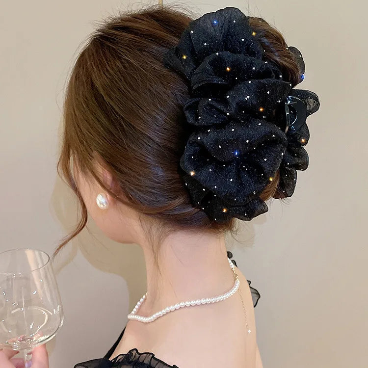 Mesh Bow Hair Clips Women Fashion Grab Claw Clip Female Hair Accessories Korea Elegant Hair Ornament Temperament Girls Headdress