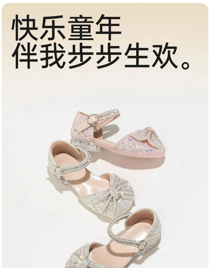 Brand Princess Shoe 2025 Summer New Sandals for Girls Kid Crystal Shoe Women Heels Gift Party Dresses for Girl Women's Sandals