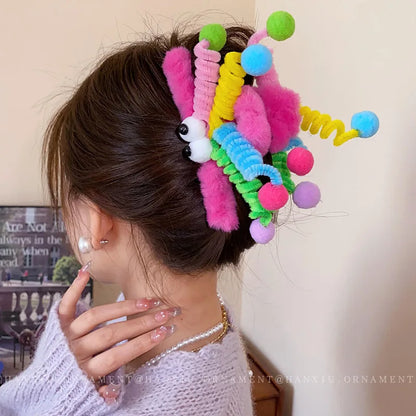 Clip Hair Accessory Thick Hair-Claw Clip Fluffy Plush Hairs Claw Clips for Girls Thick Hair Strong Hold Barrettes
