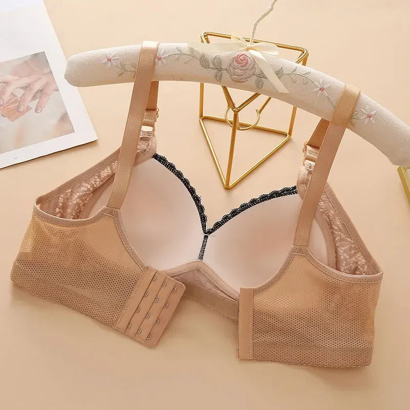 Women Bra Adjustable Lace Underwear Brassiere V-neck Non Steel Ring Anti Sagging Soft Comfortable Sexy Lingerie Intimate