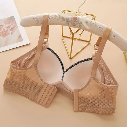 Women Bra Adjustable Lace Underwear Brassiere V-neck Non Steel Ring Anti Sagging Soft Comfortable Sexy Lingerie Intimate