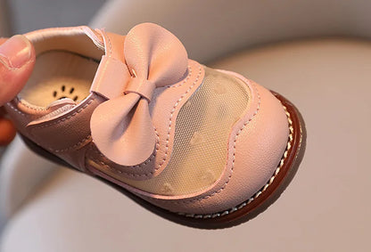 2025 Kids Shoes Baby Girl Walking Shoes with Breathable and Non Slip Mesh Bow Princess Shoes with Non Slip Soft Soles