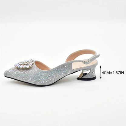 Luxury Designer Pumps Women Full Rhinestone Designer Shoe and Bag Sets From Italy
