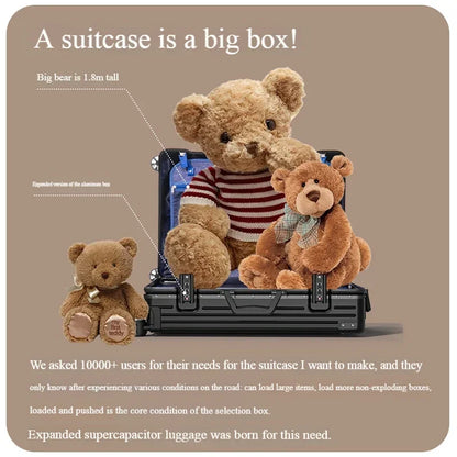 100% Aluminum Magnesium Alloy Travel Luggage Trolley Luggage 20 22 24 26 28 Inch Trolley Luggage Carry-On Luggage With Cup Holde