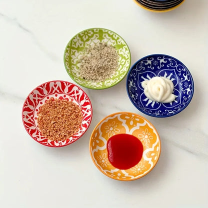 Bohemian Ceramic Condiment Dishes Set Sauce Plates Bowls  Spice Plates for Home  Restaurant Sushi Bar Parties Picnics Camping