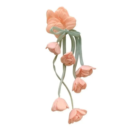 Elegant Floral Tulle Scrunchie With Fringe Detailing Headbands Rope Hair Band For Everyday Styling