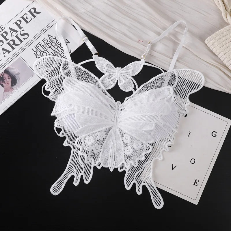 Sexy Butterfly Lace Bras For Women Backless All-in-one Bralette Woman Underwear Female Lingerie Flower Hollow-out Bra Brassiere