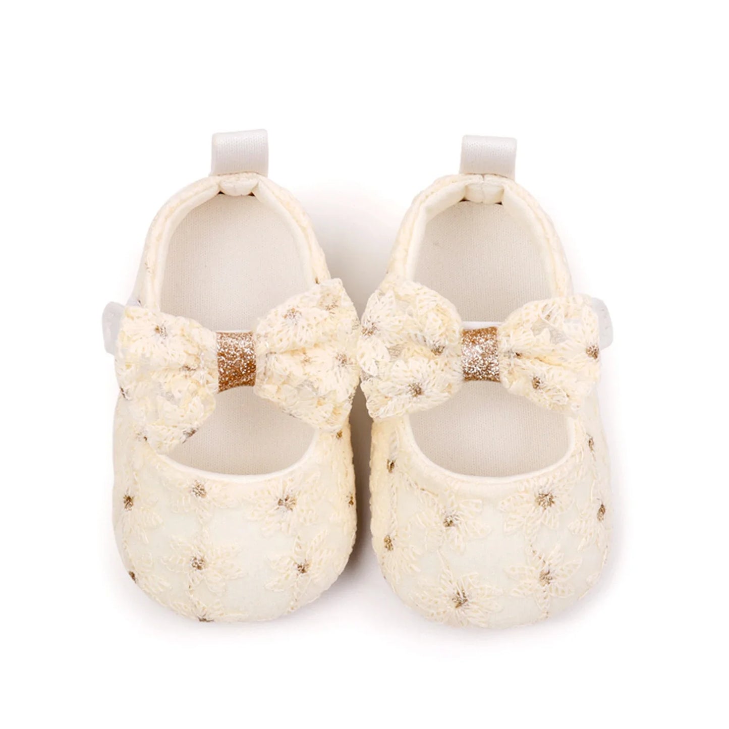 Newborn Baby Girls Mary Jane Flats Cute Bowknot Wedding Dress Shoes Non-Slip First Walkers Embroidery Flower Soft Shoes