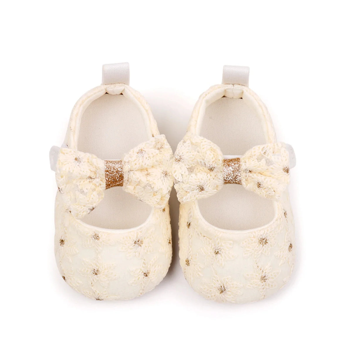 Newborn Baby Girls Mary Jane Flats Cute Bowknot Wedding Dress Shoes Non-Slip First Walkers Embroidery Flower Soft Shoes