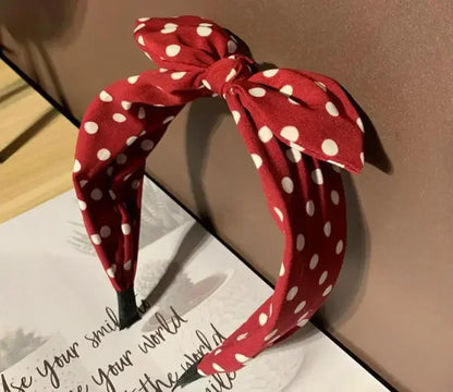 Fashion Hair Accessories Trend Women's Wide Headband Bow Knot Cross Sweet Style Polka Dot Hairband Cute Hoop Headwear